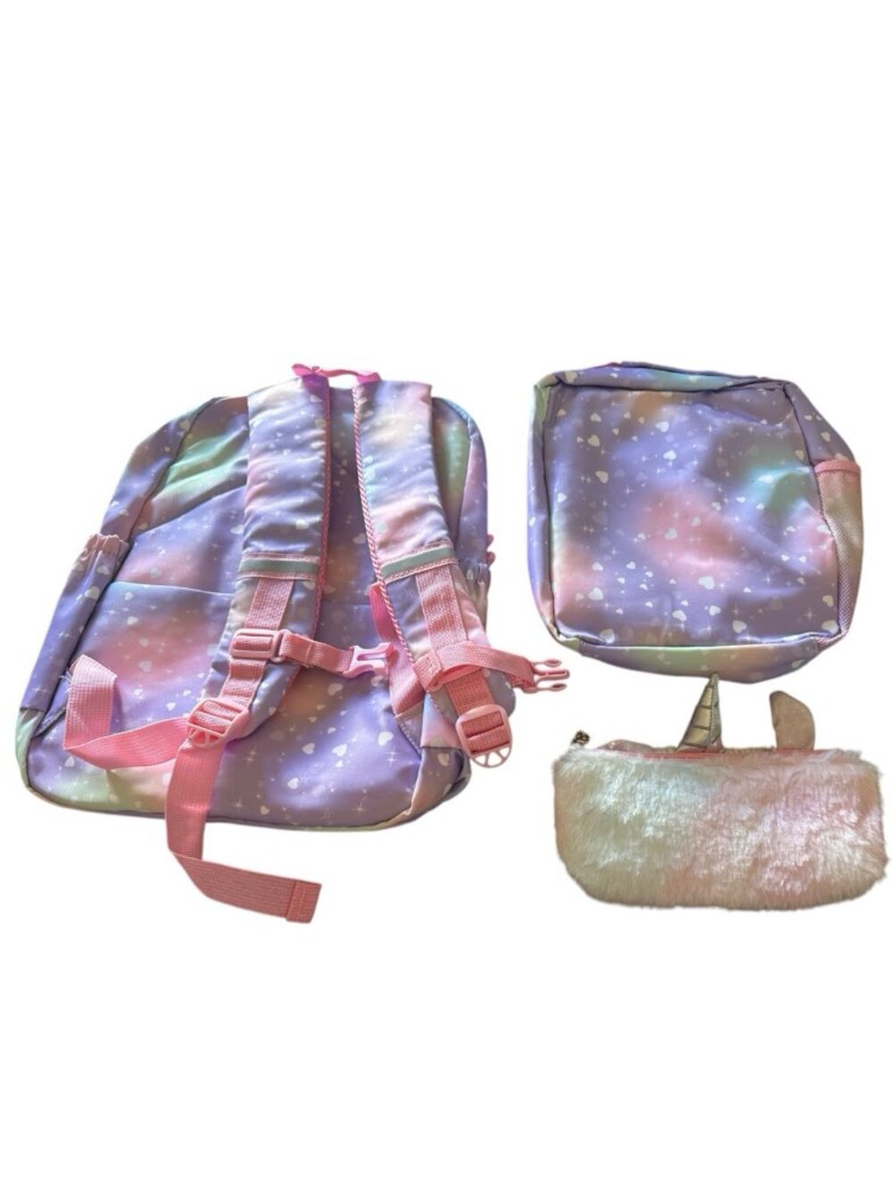 Rainbow 4Pc Girls Backpack Multicolor 16.5" NWOT - Picture 2 of 13